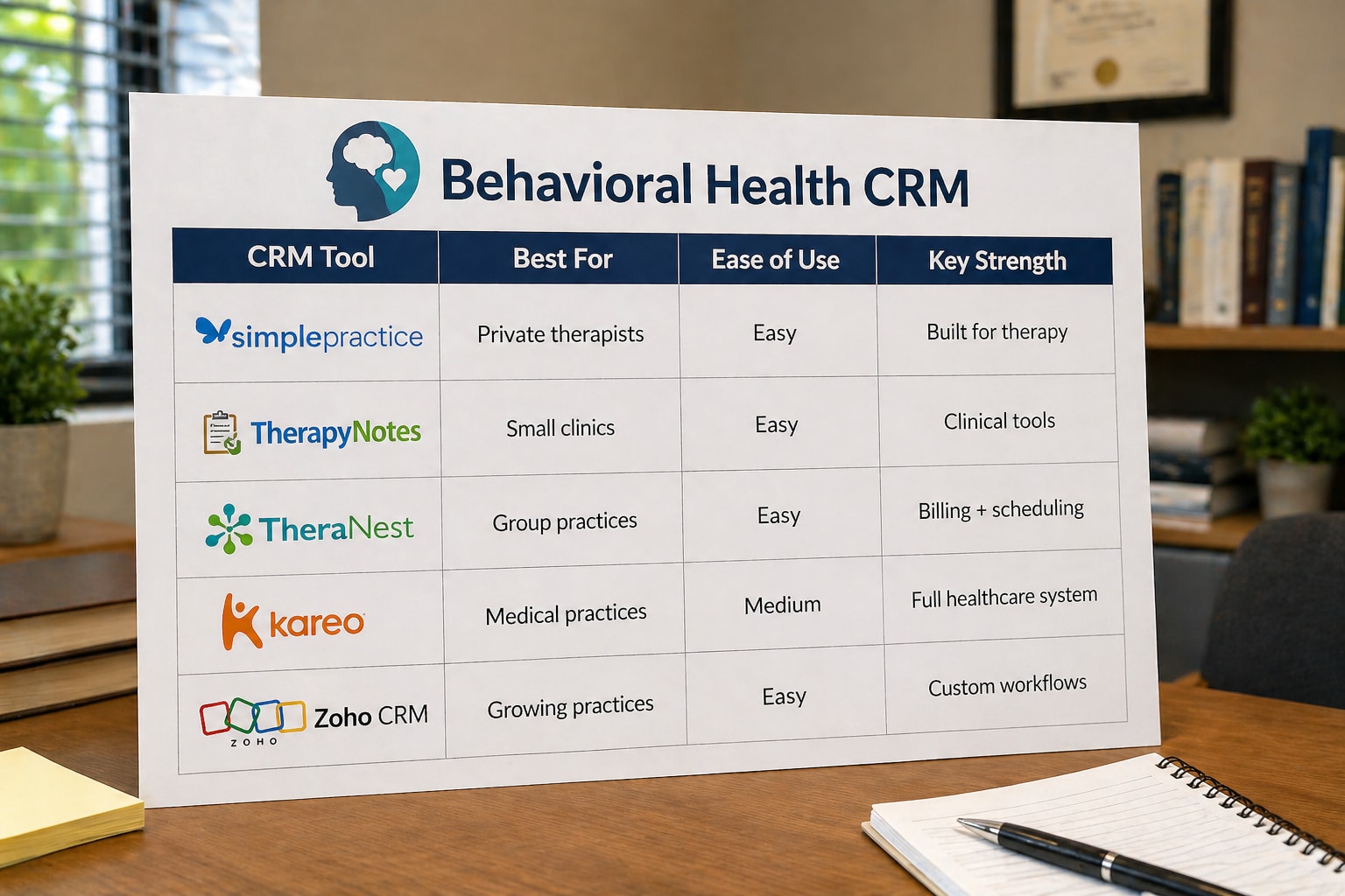 Behavioral Health CRM Comparison Table