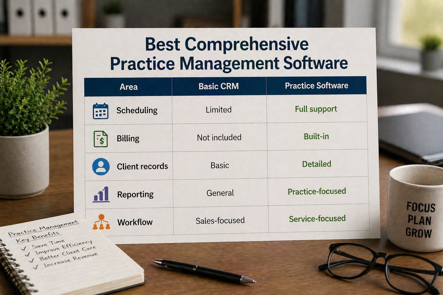Best Comprehensive Practice Management Software Comparison Table