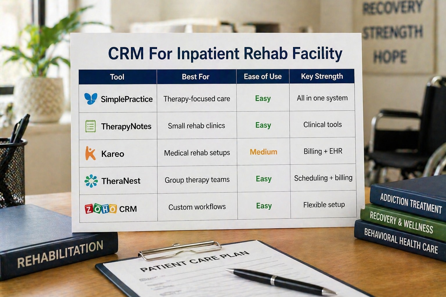 CRM For Inpatient Rehab Facility Comparison Table