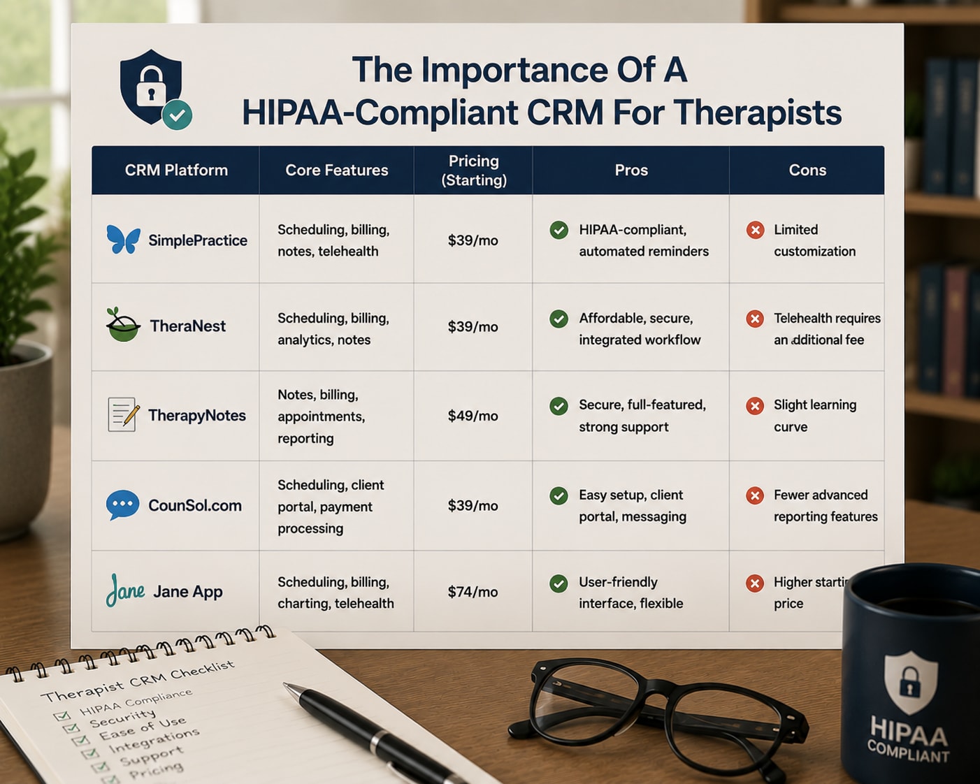 CRM for Therapists Comparison Table CRM for Therapists Comparison Table