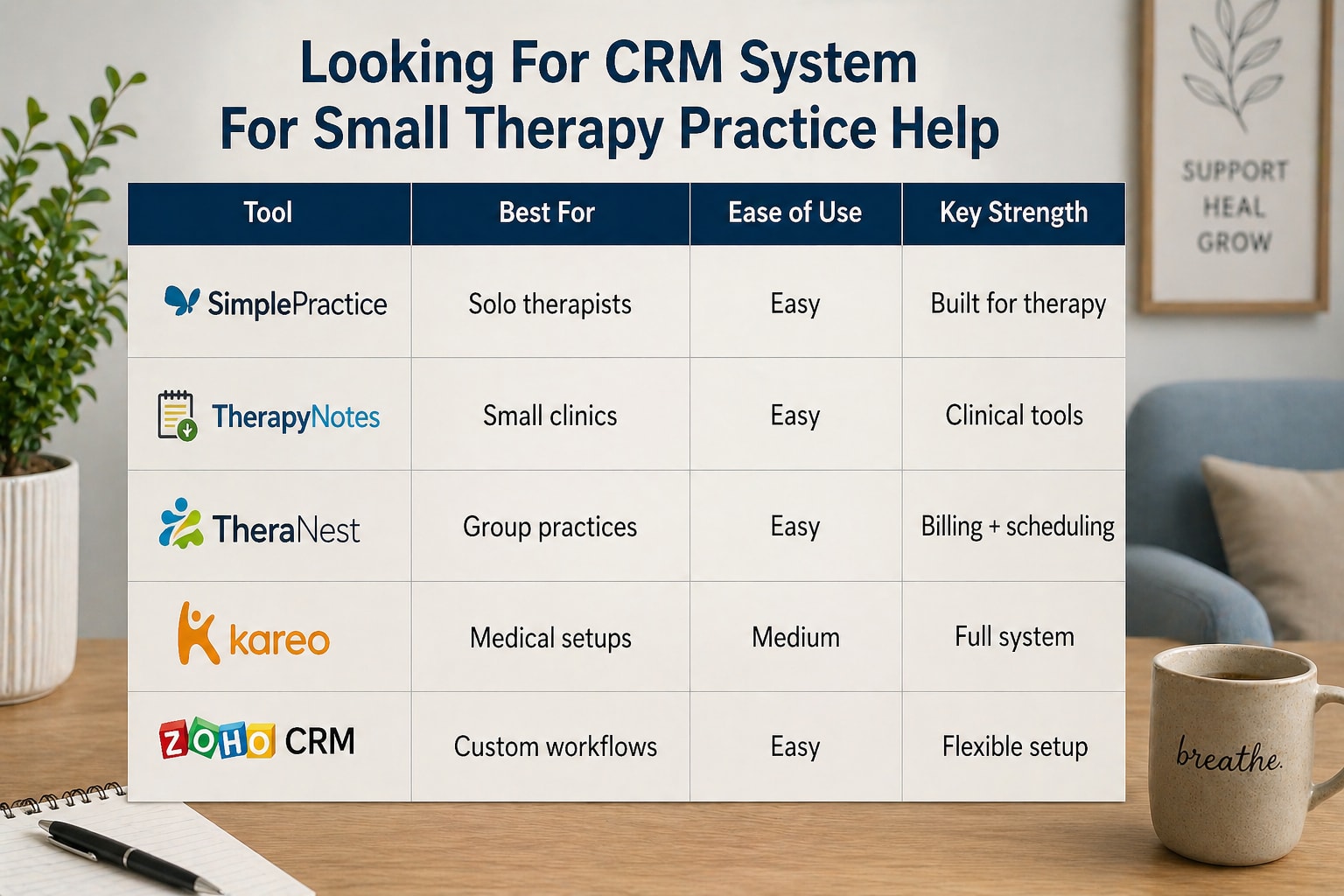Looking For CRM System For Small Therapy Practice Help Comparison Table